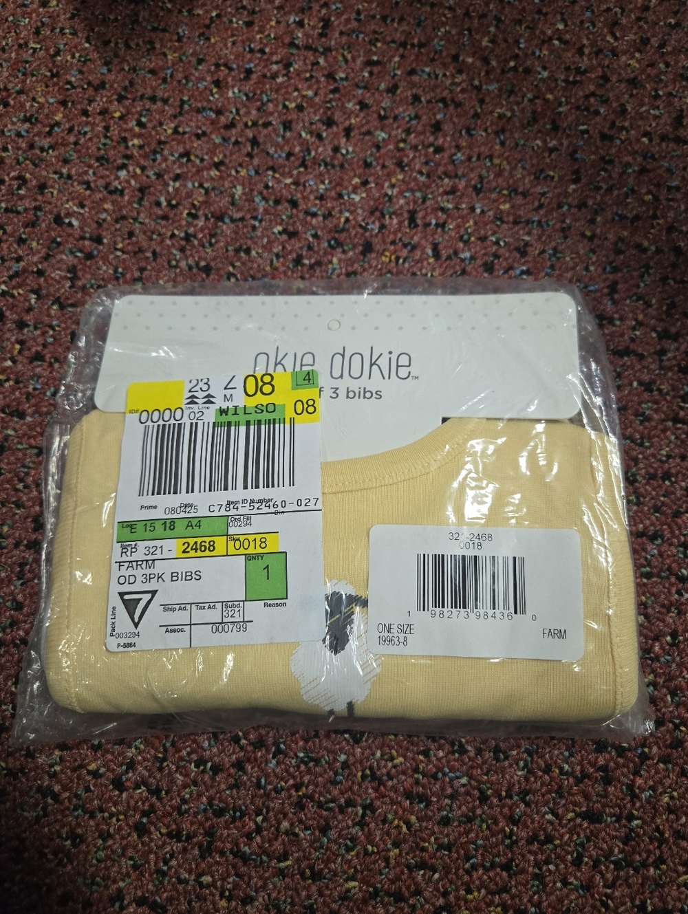 okie dokie Pastel Yellow 3-Pack Baby Bibs